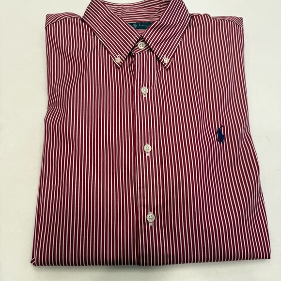 Polo Ralph Lauren Men’s Button Down Shirt Red & White Striped Sz L NWT - Picture 9 of 10